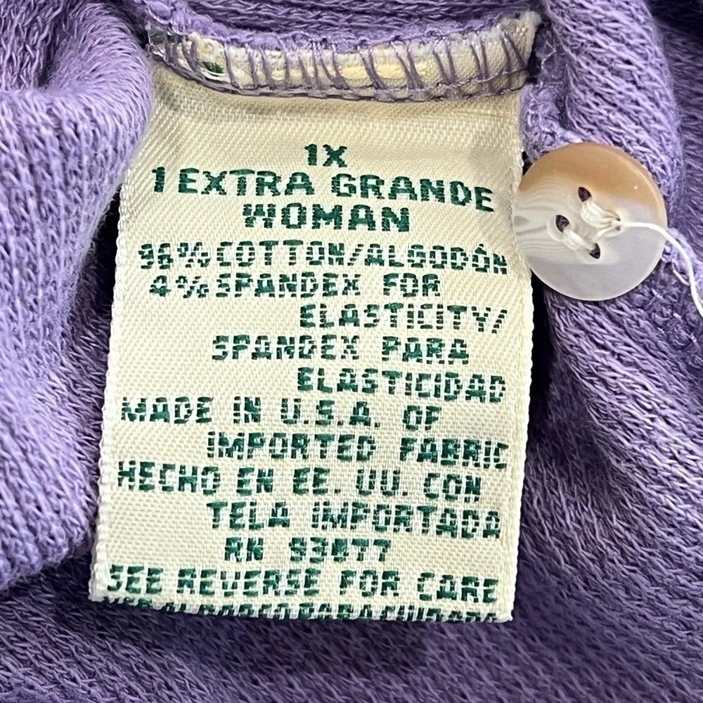 St. John’s Bay Purple Long Sleeve Henley Shirt Size 1X - Picture 5 of 10